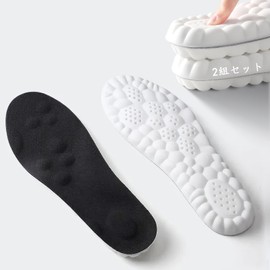 Insole, Shock Absorption, No Fatigue, Footbed, Arch Support, Sneakers, Insole, For Standing Work, Long Walks, Deodorizing, Soft Cushioning, Breathable, Sweat Absorbent, Set of 2, Black (L 10.0 inches