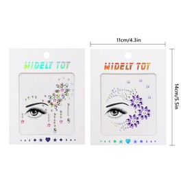ALLY-MAGIC Face Gems Glitter, Festival Face Stickers Face Jewels for Festivals Crystal Rhinestone Temporary Tattoo for Face Eyes Body Rave Festival Party Y6-YKLYT(Transparent + Purple)