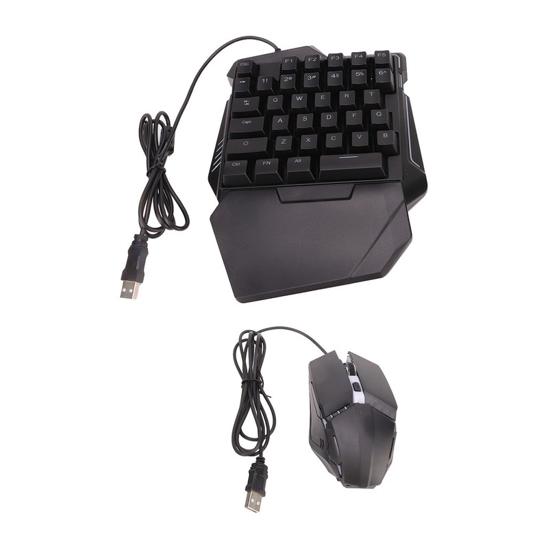 One Handed Keyboard Mouse Set Wired 35 Keys RGB Backlight