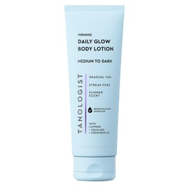 Tanologist Firming Daily Glow Body Lotion- Medium/Dark, Fast-Developing, Transfer-Proof Gradual Self Tanner, Summer Scent, Natural Not Orange, Lasts 7 Days, Vegan Formula, 8.45 fl oz