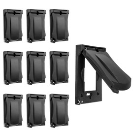 [10 Pack] BESTTEN Outdoor Outlet Cover for GFCI and Decorator Receptacle, Weatherproof, Vertical/Horizontal Auto-Closing Lid, UL Listed, Black, H4.65” x W2.87” x D0.71”