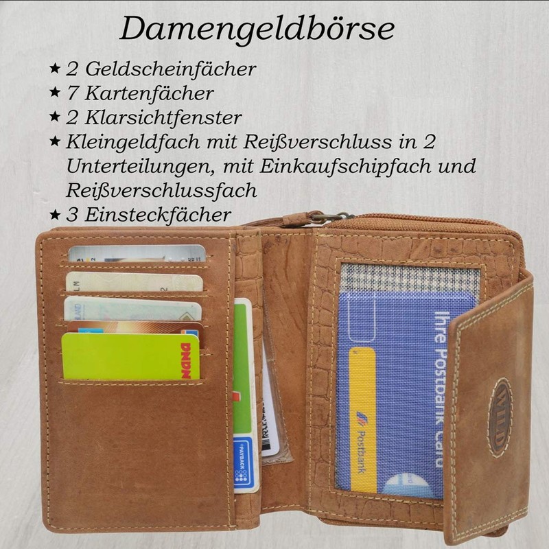 flevado Croco Design Wild Full Leather Buffalo Women's Purse Double