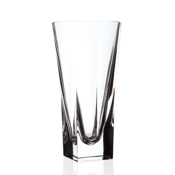 Barski Vase - Square Bottom - Round Opening Glass Vase - for Flowers - Roses - Glass Crystal - 10" H Made in Europe
