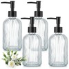 4 Pack Glass Soap Dispenser 14 oz, Refillable Clear Pump