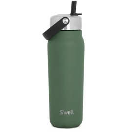 S'well Recycled Stainless Steel Explorer with Flip Straw Lid, 24oz, Green Jasper, Triple Layered Vacuum Insulated Containers Keeps Drinks Cold for 36 Hours and Hot for 8