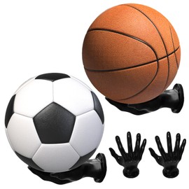 WIYETY Hand Wall Mount for Balls: Pack of 2 Palm Shaped Basketball Storage Shelves, Ball Holder Wall Hand, Ball Holder Wall, Creative Ball Holder Decoration for Football and Basketball (Black)