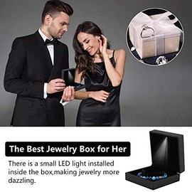 LED Light Ring Box, 4 Colours Fashionable LED Illuminated Ring Storage Jewellery Box Display Case Gift