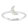 White Simulated Opal Crescent Moon Simple Ring New .925 Sterling