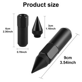 SINGARO 20PCS M12X1.5 Wheel Lug Nuts, Cap Spiked Extended Tuner 60mm Aluminum Wheels Rims Lug Nuts (Black)