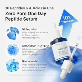 Korean Pore Minimizing Skin Care Set, Peptide Serum & Exfoliating Toner Pads, Pore Refining Treatment for Smooth Skin, Texture Improvement, Hydration & Glow Support