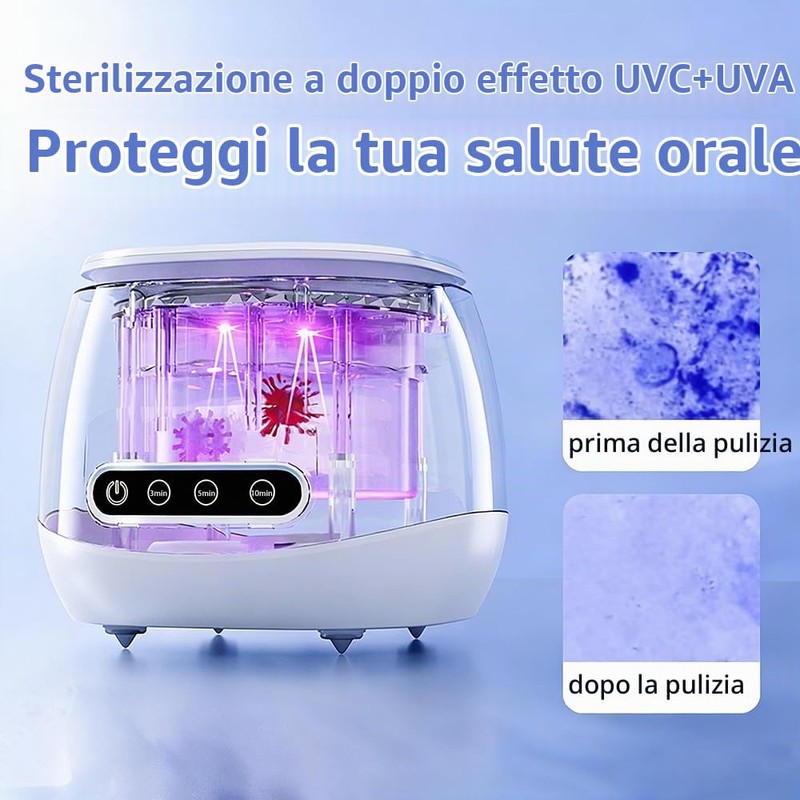 Pulitore Ultrasuoni, Display LED Timer Portatile Pulitore Ultrasuoni Apparecchio Denti,per