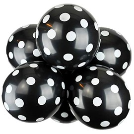 Happium - 12" Assorted Latex Polka Dot Balloons - Pack of 10 (Black)