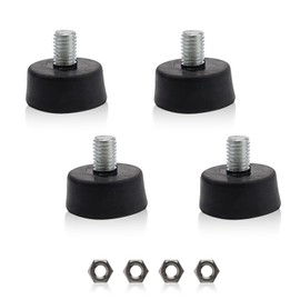 HSUYUN Rubber Feet M10, Rubber Feet Screwable, Pack of 4 Rubber Buffer M10, M10 x 35 mm Rubber Damper with Screw Rubber Feet, Rubber Foot for Furniture Legs, Machines, Devices