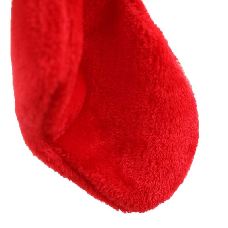 Red and White Velvety Plush Christmas Stocking - 8.5 in