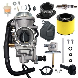 Cylinman 16100-HN2-013 Carburetor Fit for Honda Foreman Rubicon 500 TRX500 TRX500FE TRX500FM TRX500TM TRX500FA TRX500FPA 2005-2011 With Fuel Petcock Valve Air Filter