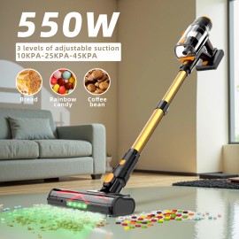 Cordless Vacuum Cleaner, 550W/45Kpa Stick Vacuum with Touch Screen, Max 55 Mins Runtime, Wireless Vacuum Cleaners for Homecolor: Gold, plug type: US, voltage (v): 220-240V