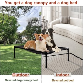 Elevated Dog Bed for Small Dogs, Raised Outdoor Dog Bed with Breathable & Washable Mesh, Indoor & Outdoor Pet Hammock with Skid-Resistant Feet