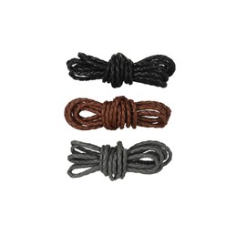 KMYZQDV 6.6yd Bolo Tie Cord Braided Leather Rope 4mm Jewelry Making Kit Twine Supplies for Necklace Craft Genuine Folded Strap in Black Brown Grey Brown for DIY Beading Pendants