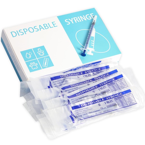 40 Pack 1ml/1cc Oral Syringe with Cap , No Needle,individually