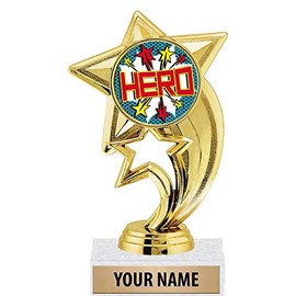 6" Gold Hero Trophies, Custom Star Rocket Hero Trophy Award Prime