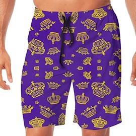 Men's Beach Shorts Swim Trunks Quick Dry Royal King Crown Bathing Suit Medium