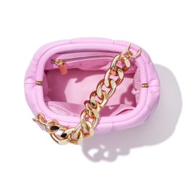 Estetika The Babee Pink Quilted Makeup Clutch Bag Puffy Puffer Cosmetic Travel Toiletry Organizer for Women Teen Girls Daughter Hot Pink Large Capacity Makeup Bag Stylish Storage Pouch 10"L 5"W 7"H