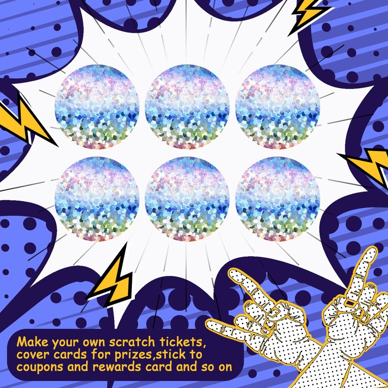 Leinuosen Scratch Offs Sticker DIY Round Holographic Scratch off Stickers