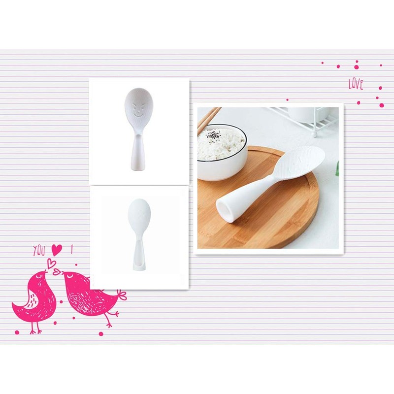 MIZORLIE Rice Paddle Tool,Non-Stick Rice Spoon,Standing Rice Spatula with Smile