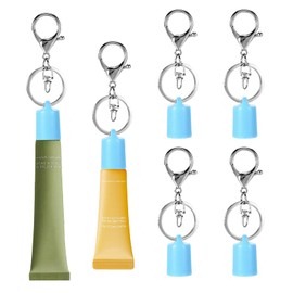Hoohnnaa 4Pcs Lip Gloss Holder Keychain Cap for Summer Fridays, Lip Balm Holder Keychain Compatible with Summer Fridays & LANGIGE (Blue*4)