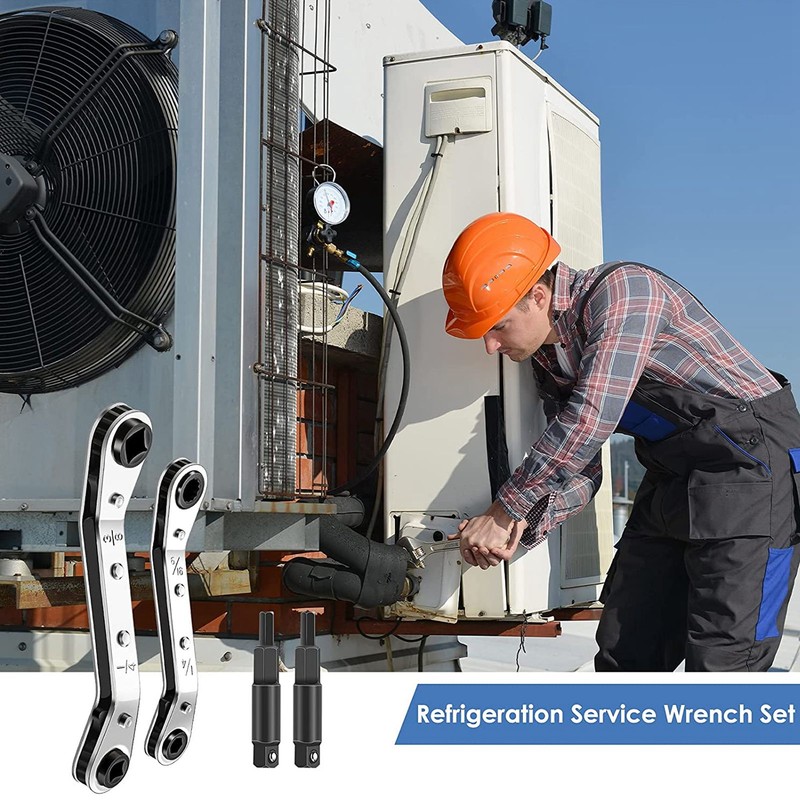 HVAC Service Wrench 3/8 to 1/4in 5/16 to 1/4in Stainless