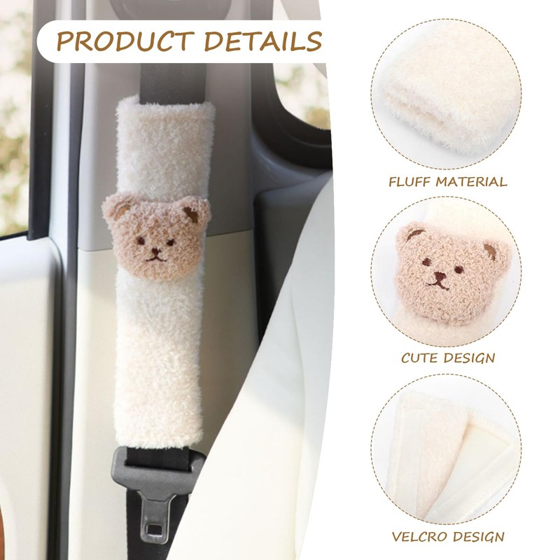 2 Pieces Car Seat Belt Shoulder Covers, Travel Plush Pads,