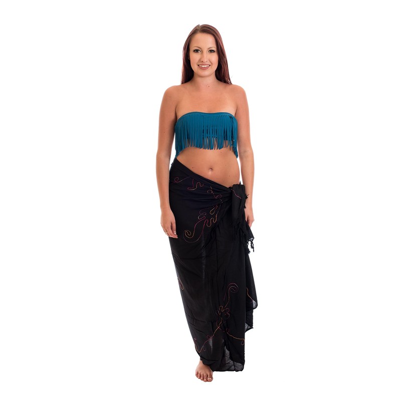 Ciffre Sarong Pareo Wrap Skirt Beach Towel Cloth Opaque Embroidery,