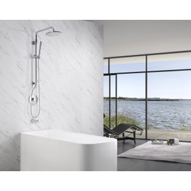 sumerain Retrofit Rain Shower Heads System with 9 Inch Shower Head 2.5GPM, Chrome Finish