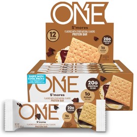 ONE Protein Bars, Smores, Gluten Free with 20g Protein and 1g Sugar, Pantry Staples, 2.12 oz (12 Count), Packaging May Vary