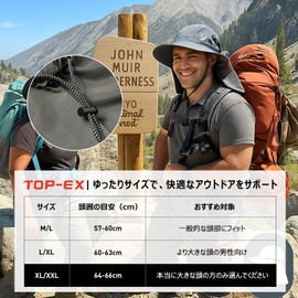 TOP-EX Safari Hat, Adventure Hat, Foldable, Boonie Hat, Stylish, Fishing Hat, Mesh, Military Hat, Foldable, Sun Hat, Hat, 94599_Black