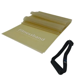 ATC Handels GmbH Fitness Band 1.5 m, 2.5 m, 5.5 m or 25 m x 15.5 cm with 1 Pair of Handles, Resistance Band, Exercise Band, Sports Band, Muscle Building, Strength Training and Yoga, 2.5 m, Beige