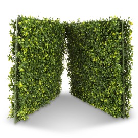 Bynbbur 6PCS 18"x18" Artificial Plant Hard Panel Hard Base Fake Plant Fence Privacy Screen Evergreen Wall Panels for Patio Indoor Outdoor Garden Wedding Décor, Milan Double Side