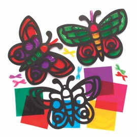 Baker Ross FE154 Stained Glass Butterfly Craft Kits - 6 Pieces Arts and Crafts for Kids to Decorate and Display, Create Your Own Decorations