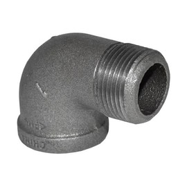 PlumberStop - 1-1/2 BLACK STREET 90 ELBOW Male x Female, Black Iron Malleable Pipe Fittings, Steel For Heating Industrial Residential Commerical Plumbing