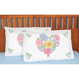 Jack Dempsey JDN1685.589 Pillowcase Sham Flowers & Hearts Pillowcase Sham Flowers&Hearts