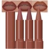 evpct 3Pcs Red Reddish Nude Brown Matte Lip Liner and
