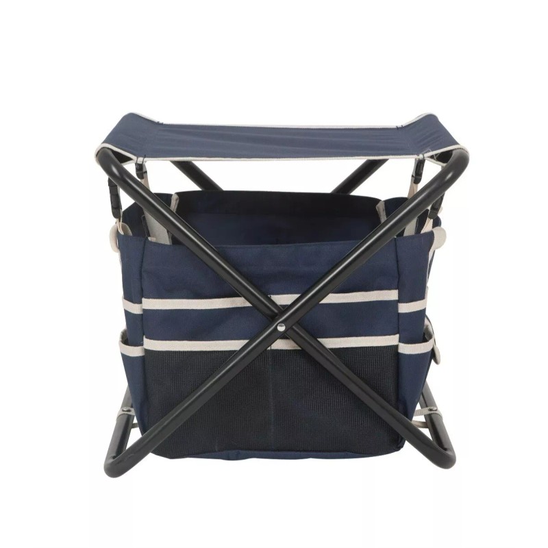 Unbranded 16" Folding Gardening Stool with Detachable Tote, Navy Blue