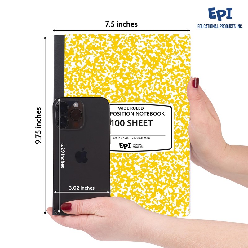 4 Pack - EPI Wide Ruled Marble Composition Notebook -