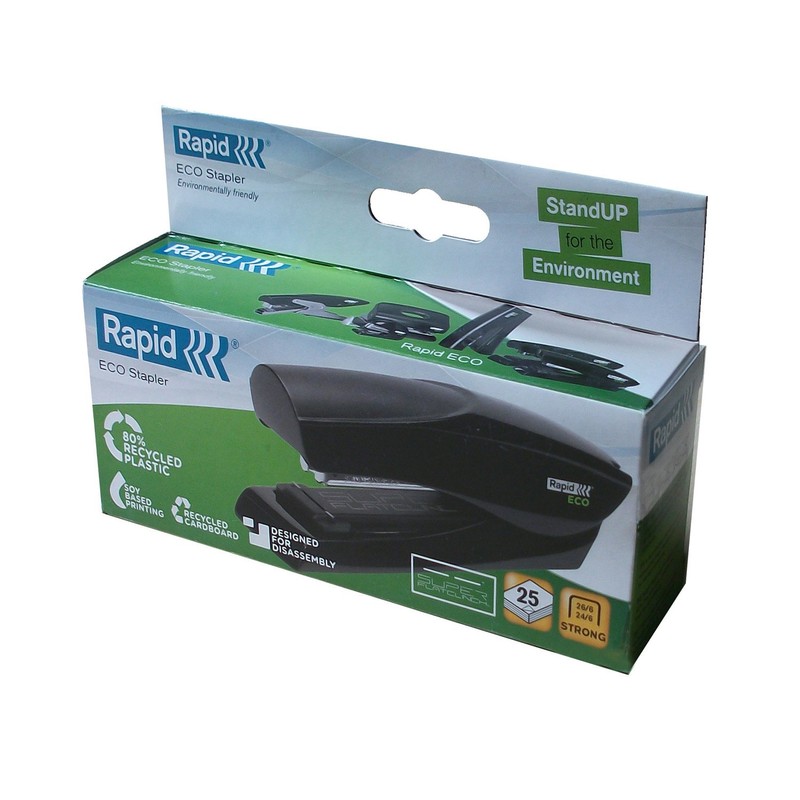 Rapid 24812701 Fashion ECO Stapler, Ergonomic Recycled Plastic Body, Half
