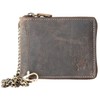 Men's Genuine Leather Metal Zip-Around RFID Genuine Leather Wallet with