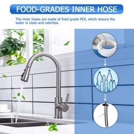 Kitchen Faucet, Kitchen Sink Faucet Arofa Single Handle Stainless Steel Brushed Nickel Pull Down Kitchen Faucet with Sprayer