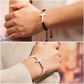 Tarsus Gifts for Boyfriend, Boyfriend Christmas Gifts, Boyfriend Gifts Ideas Cross Couples Bracelets Valentines Day Anniversary Birthday Boyfriend Gifts for Him