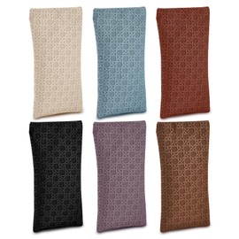 Suuwwn Glasses Case, Pack of 6 Soft Microfibre Glasses Case, Portable Sunglasses Bag, Glasses Case with Snap Closure, Soft Sunglasses Bag for Men and Women, Almond Khaki Caramel Colour Shiny Black