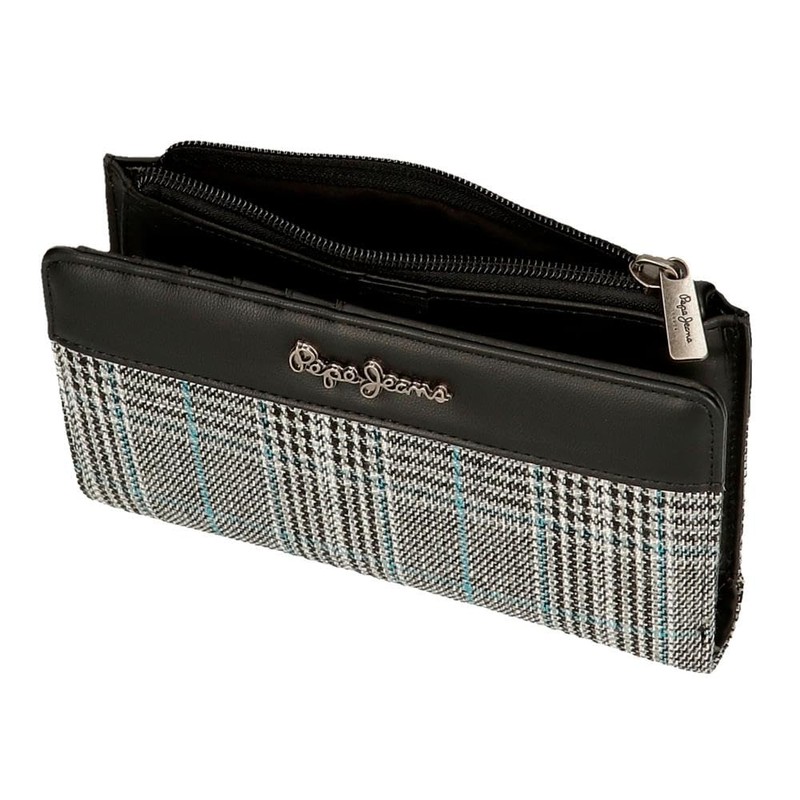 Pepe Jeans Kendra 3 Compartment Wallet Black 17.5 x 9.5