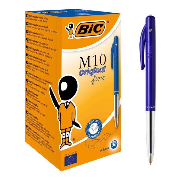 Bic M10 original Retractable ballpoint pen, Blue (Pack of 50)